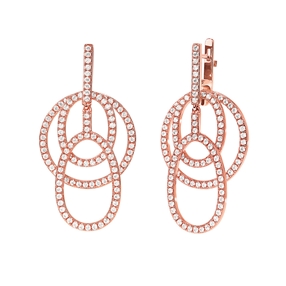 Fashionably Silver Temptation Rose Gold Plated Long Earrings-